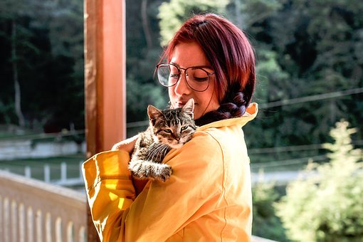 donna e gatto